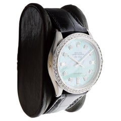 Rolex Stainless Steel Air King with Custom M.O.P Blue Dial circa 1970's