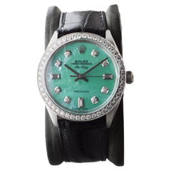 Rolex Edelstahl Air King mit benutzerdefiniertem M.O.P. Blaues Zifferblatt um 1970