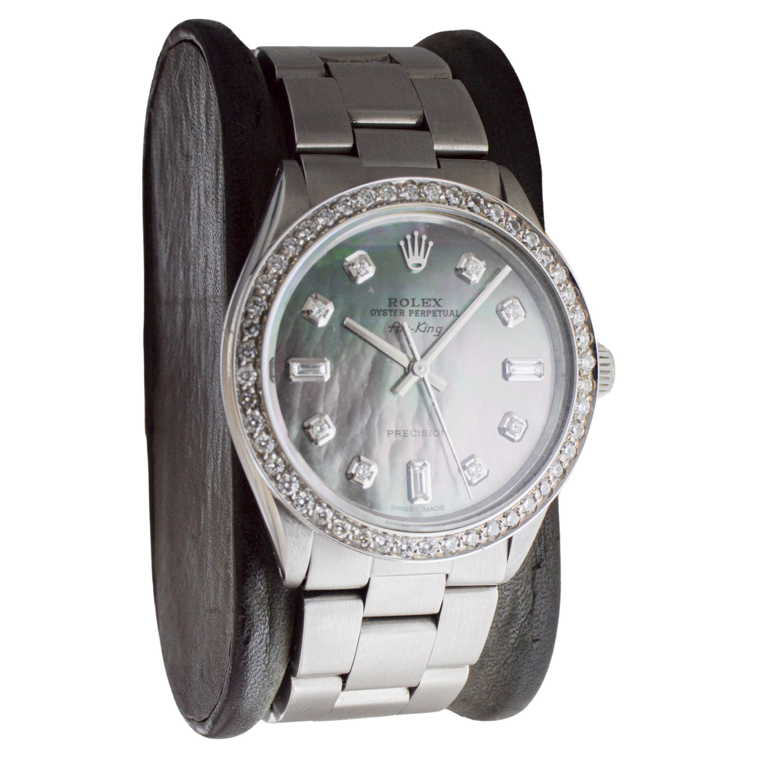 Rolex Edelstahl Air King mit Custom P.O.P. Graues Zifferblatt um 1980 (Moderne) im Angebot