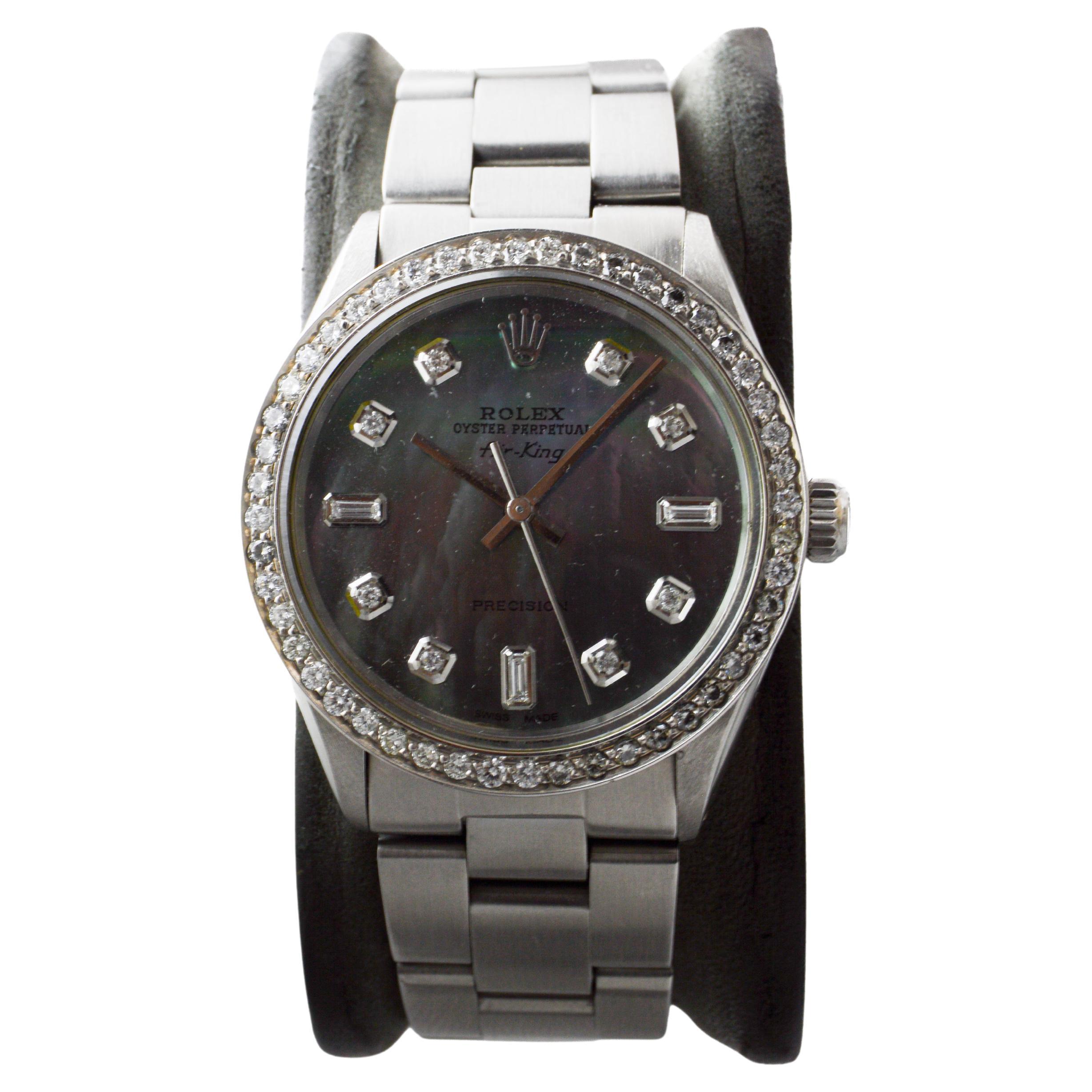 Rolex Edelstahl Air King mit Custom P.O.P. Graues Zifferblatt um 1980 im Zustand „Hervorragend“ im Angebot in Long Beach, CA