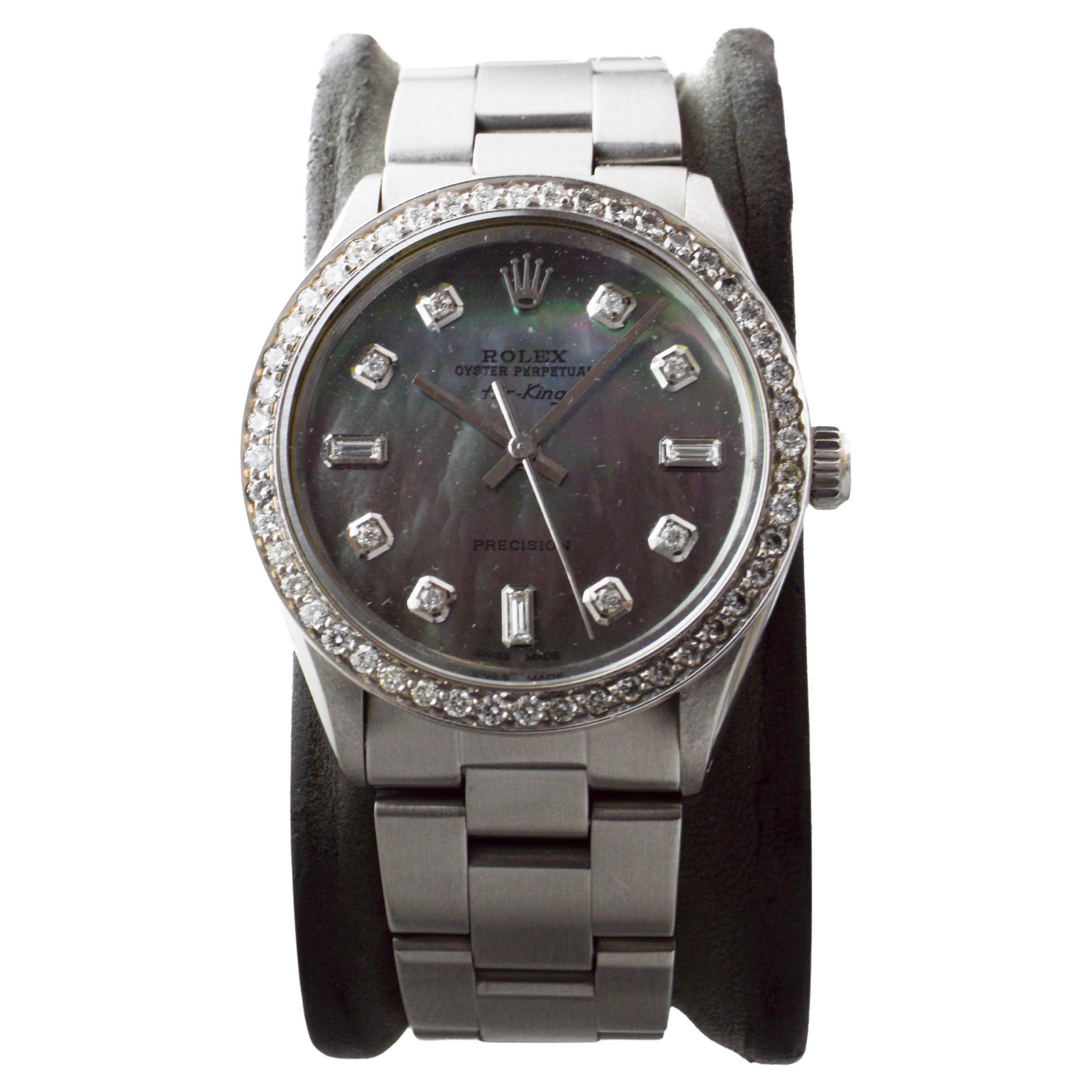Rolex Edelstahl Air King mit Custom P.O.P. Graues Zifferblatt um 1980 für Damen oder Herren im Angebot