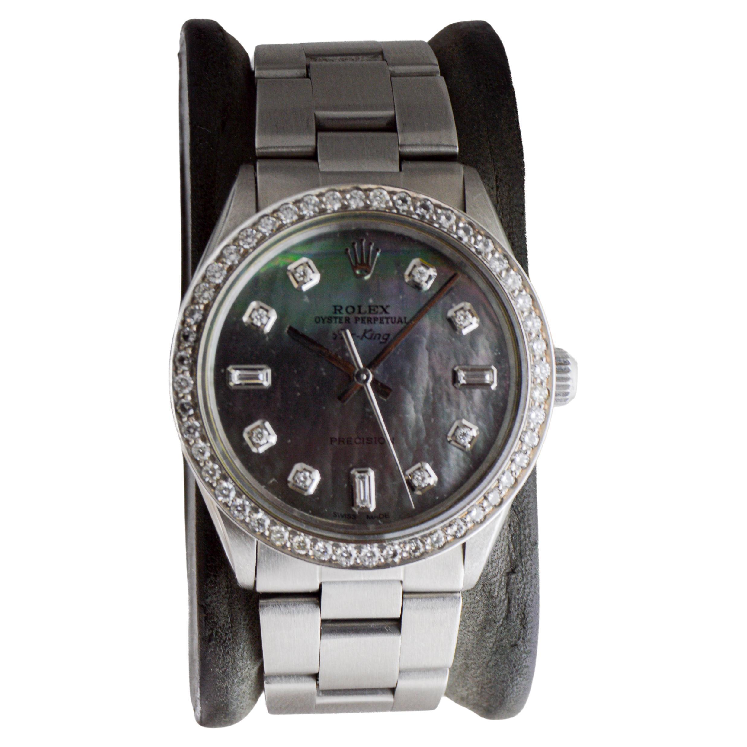 Rolex Edelstahl Air King mit Custom P.O.P. Graues Zifferblatt um 1980 im Angebot 1