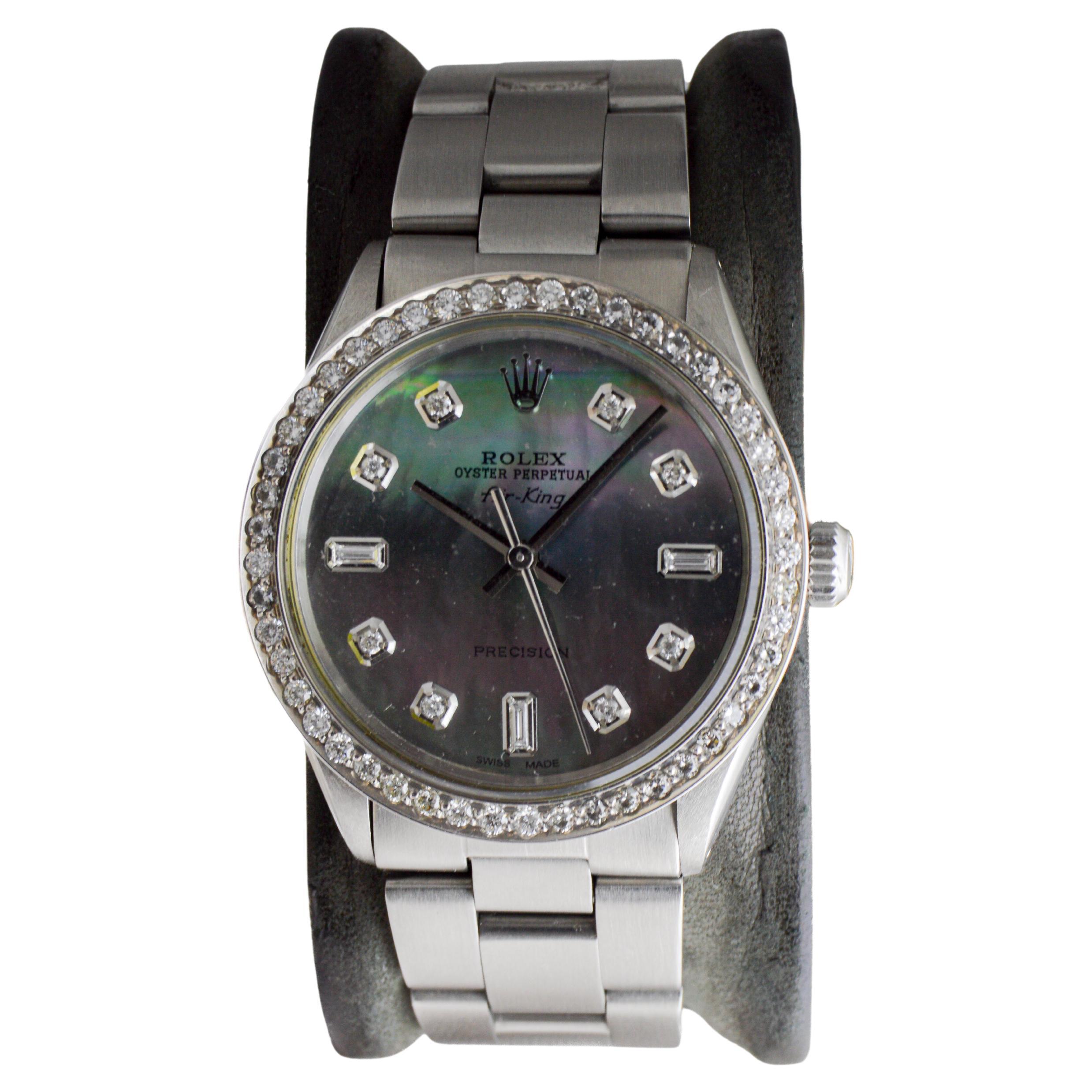 Rolex Edelstahl Air King mit Custom P.O.P. Graues Zifferblatt um 1980 im Angebot 2