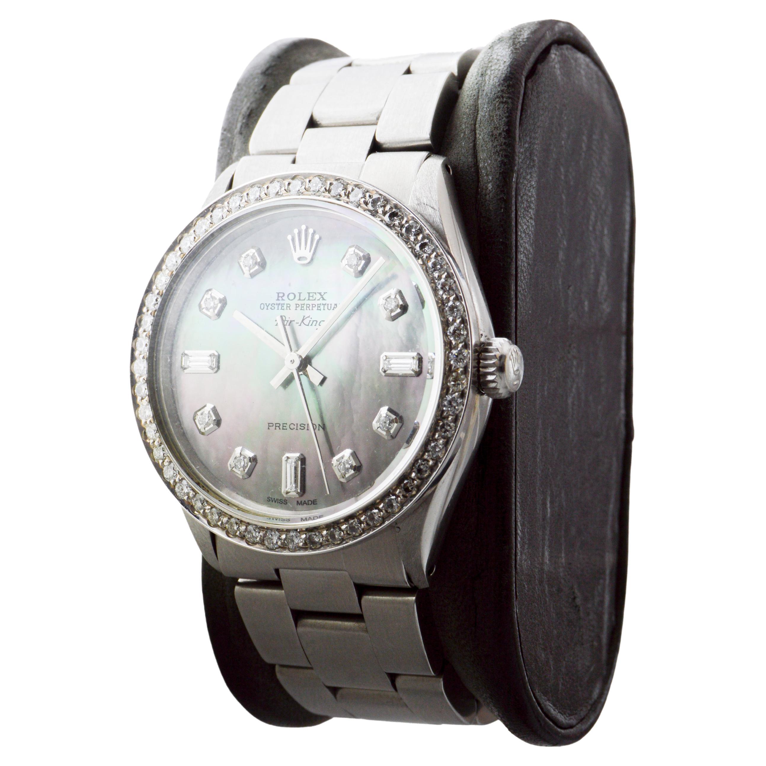 Rolex Edelstahl Air King mit Custom P.O.P. Graues Zifferblatt um 1980 im Angebot 3