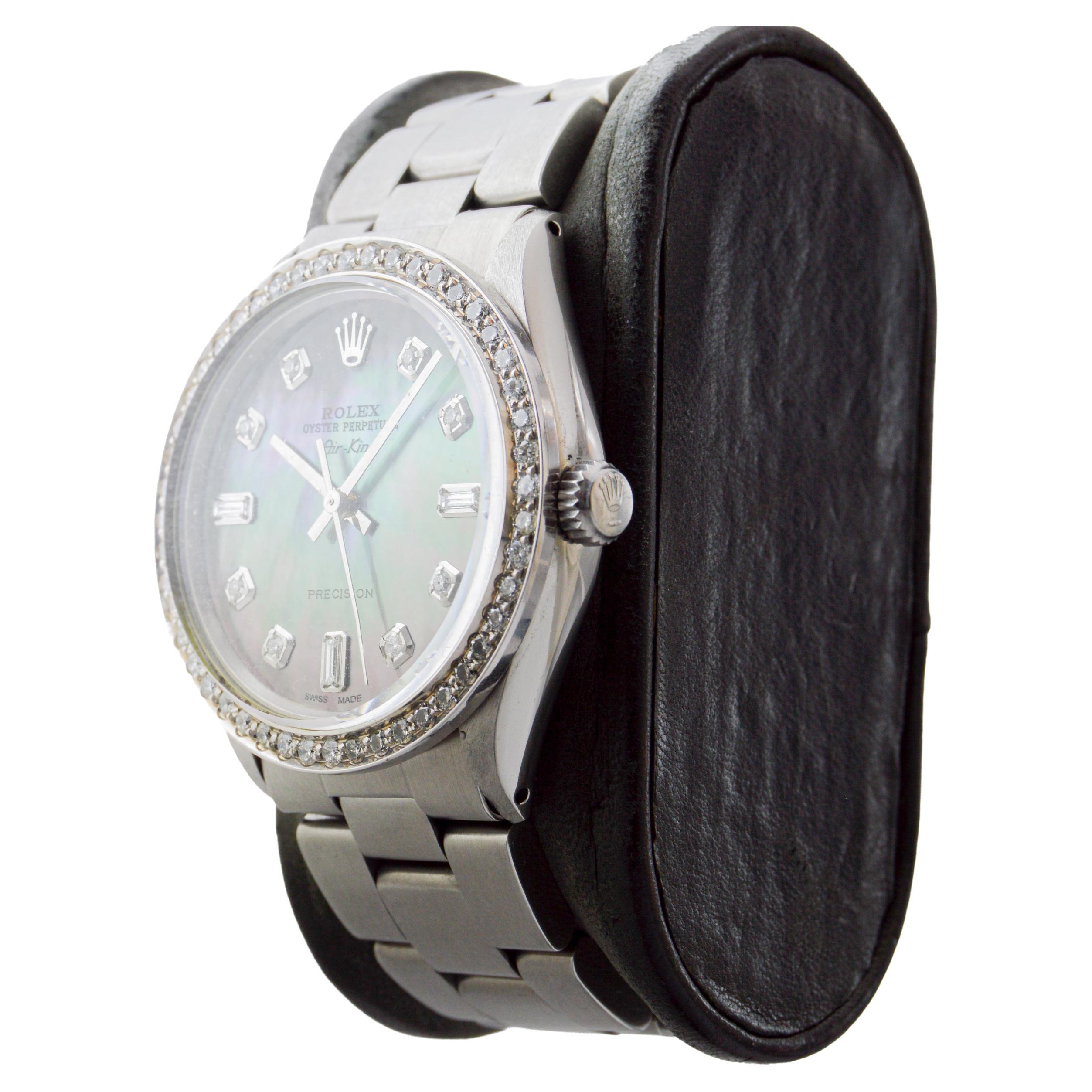 Rolex Edelstahl Air King mit Custom P.O.P. Graues Zifferblatt um 1980 im Angebot 4
