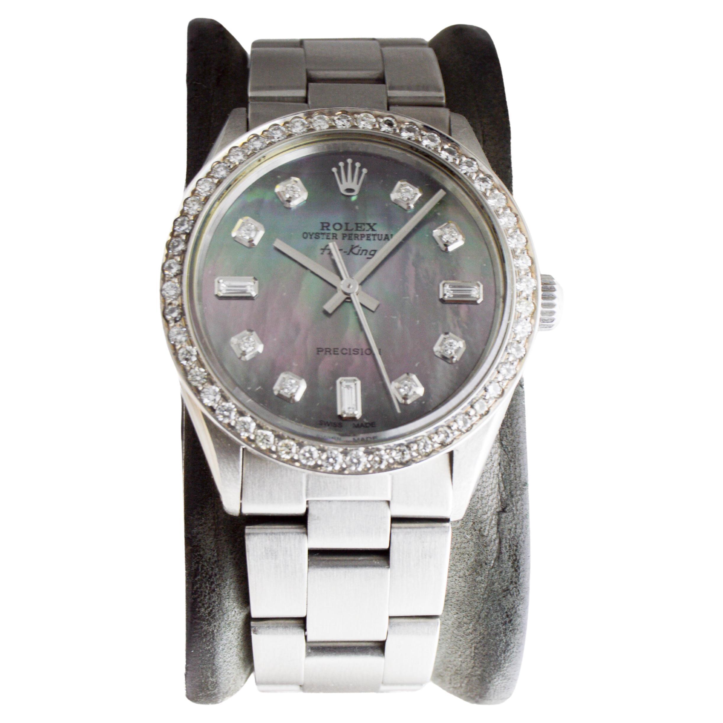 Rolex Edelstahl Air King mit Custom P.O.P. Graues Zifferblatt um 1980 im Angebot