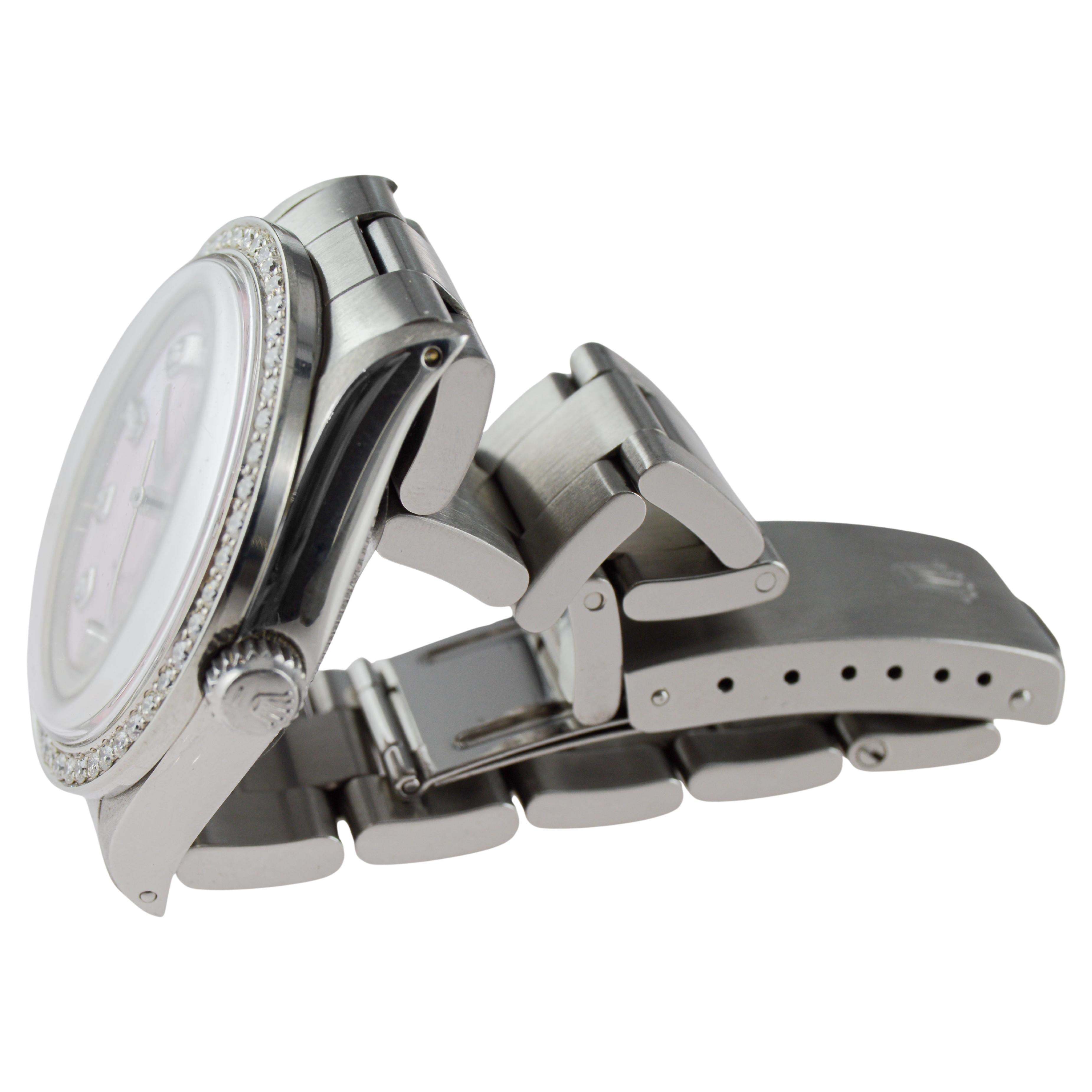 Rolex Edelstahl Air King mit benutzerdefiniertem P.O.P. Rosa Zifferblatt um 1970er Jahre im Angebot 7