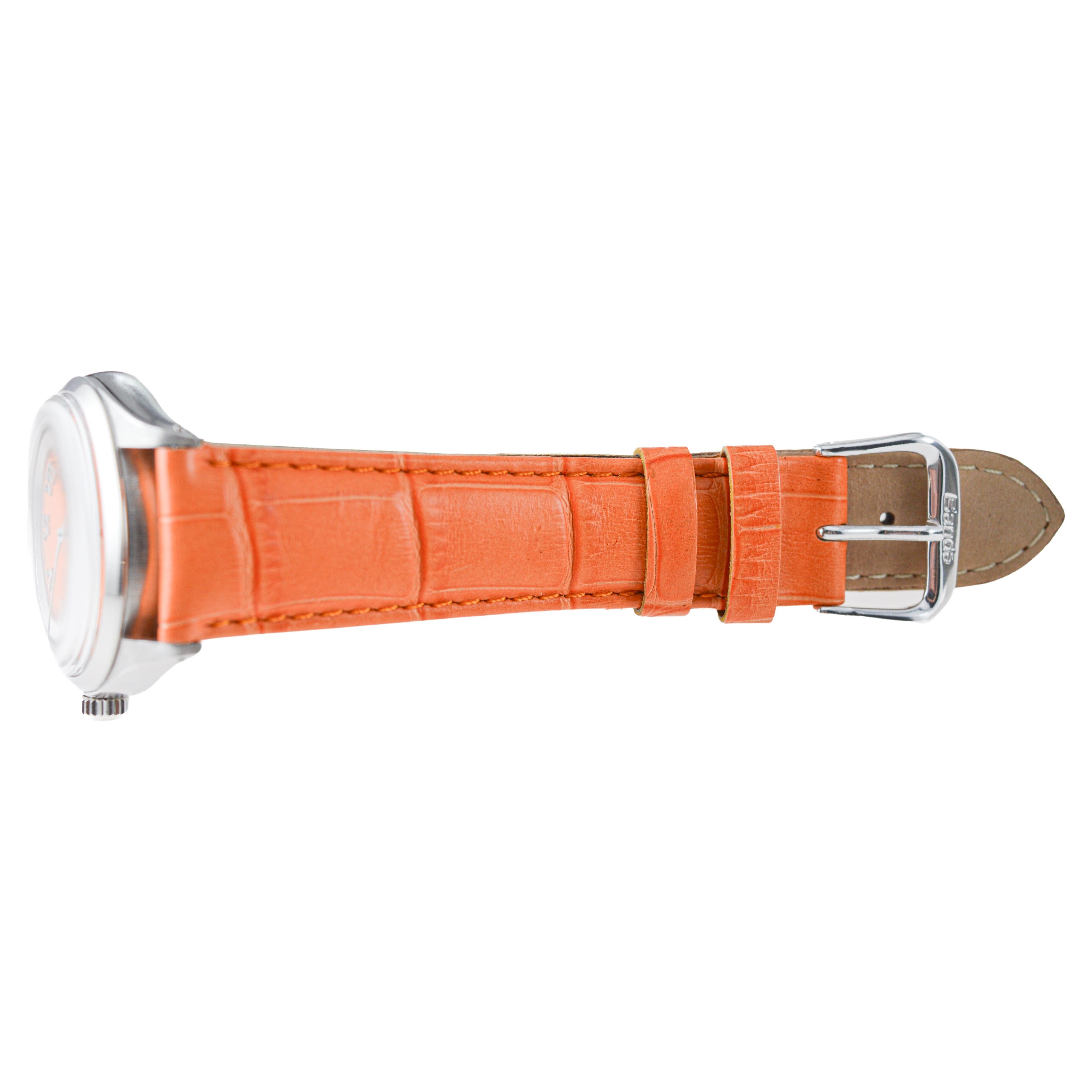 Rolex Air-King en acier inoxydable avec cadran orange personnalisé circa 1970's 5