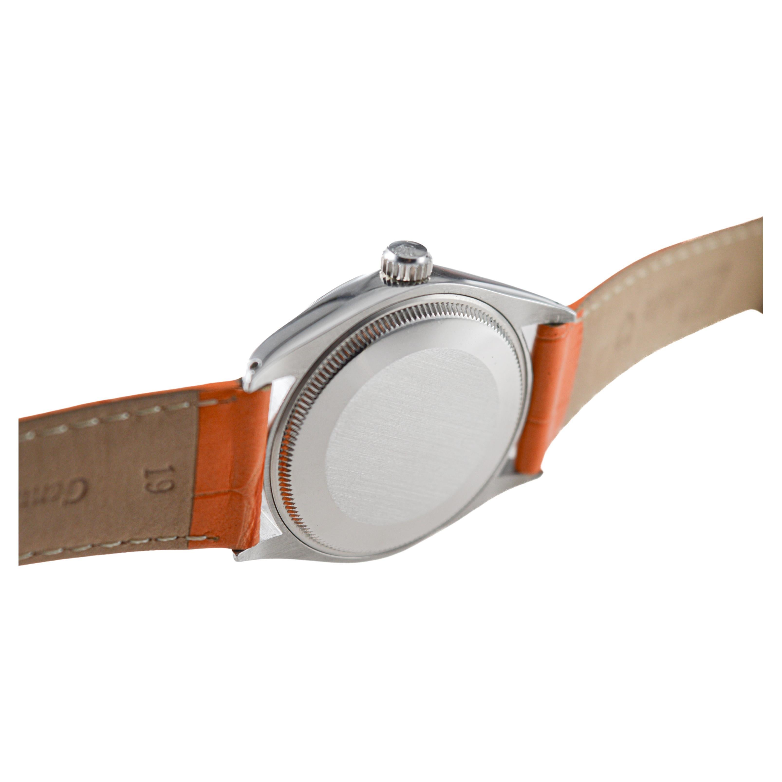Rolex Air-King en acier inoxydable avec cadran orange personnalisé circa 1970's 6