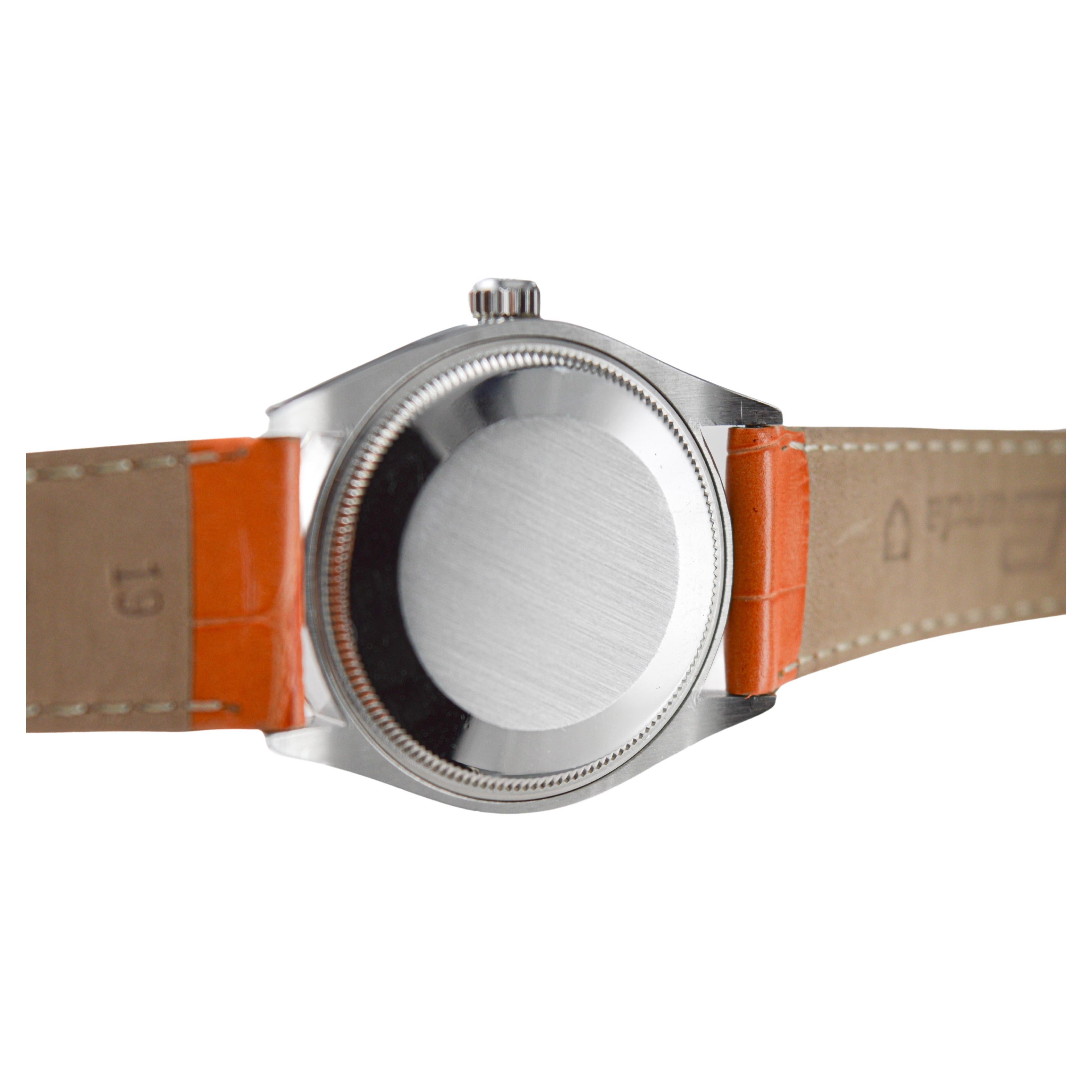 Rolex Air-King en acier inoxydable avec cadran orange personnalisé circa 1970's 7