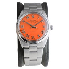 Rolex Edelstahl Air King mit benutzerdefinierten Orange Zifferblatt circa 1970's