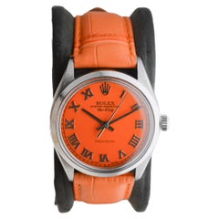 Rolex Edelstahl Air King mit Custom Orange Zifferblatt circa, circa 1970er Jahre