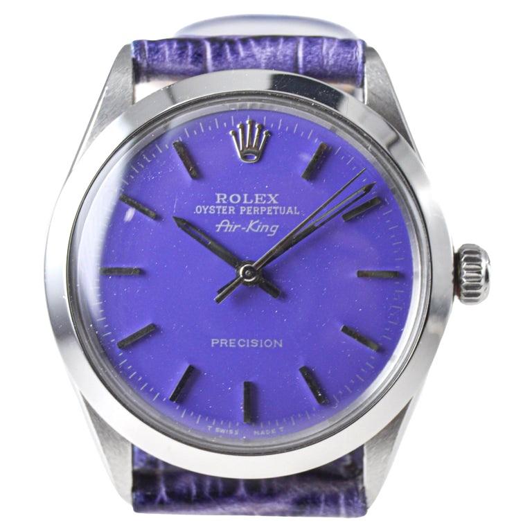 Rolex Stainless Steel Air King With Custom Purple Dial circa, 1960's 3