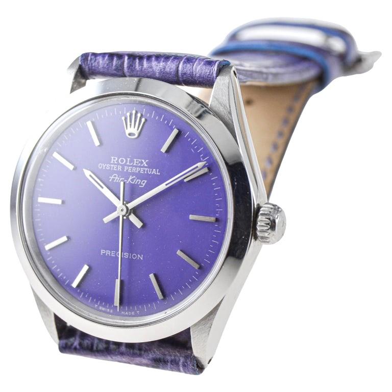 Rolex Stainless Steel Air King With Custom Purple Dial circa, 1960's 4