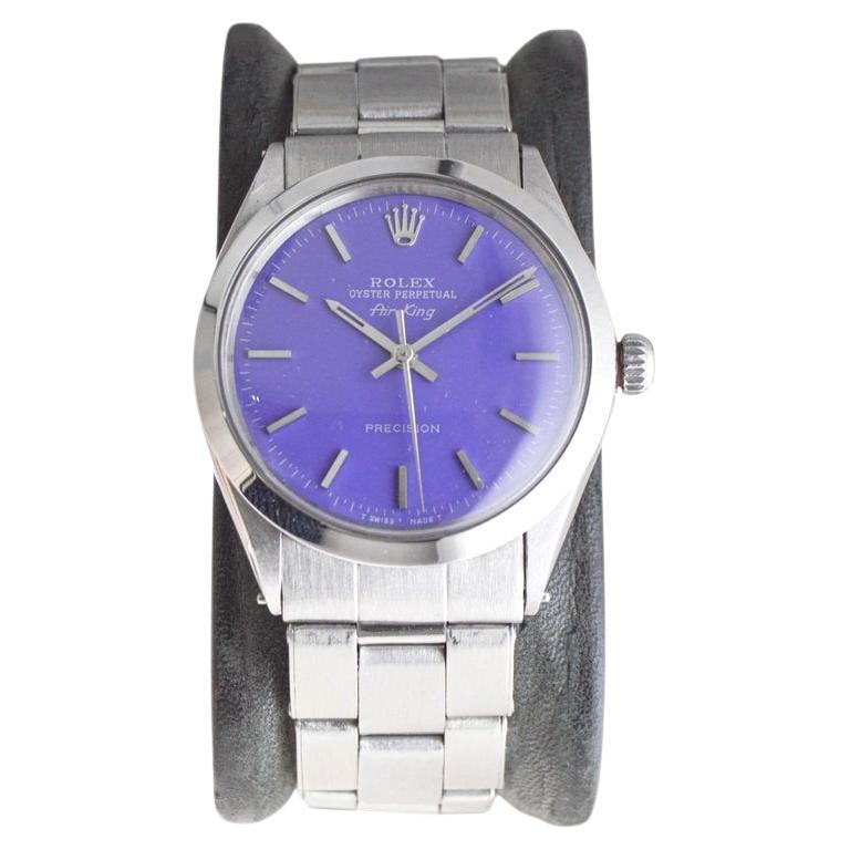 Rolex Air King en acier inoxydable avec cadran violet personnalisé circa, 1960's