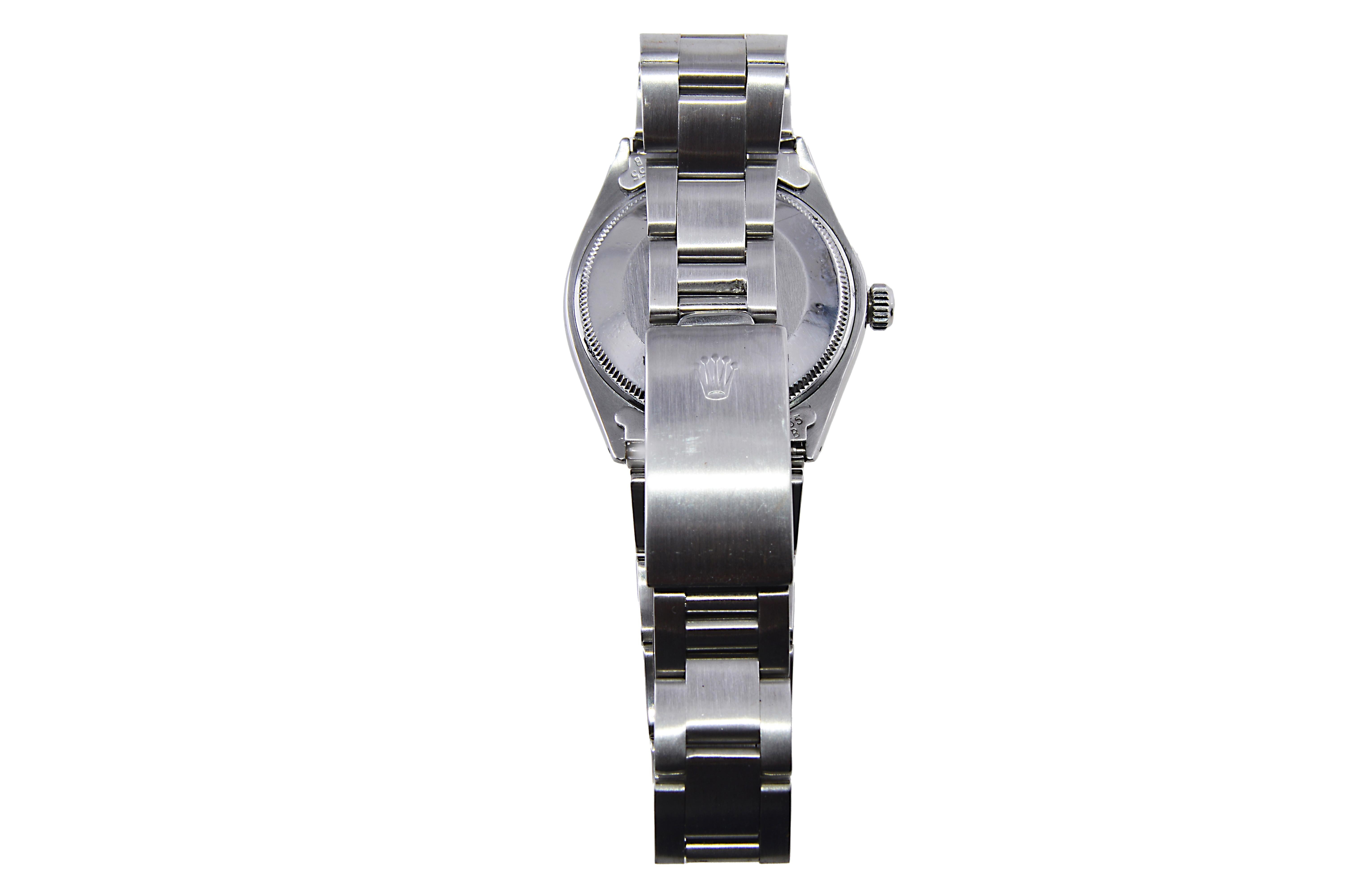 Rolex Stainless Steel Air King with Custom Blue Dial 1970s For Sale 2