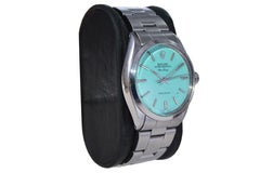 Rolex Stainless Steel Air King with Custom Tiffany Blue Dial 1970s