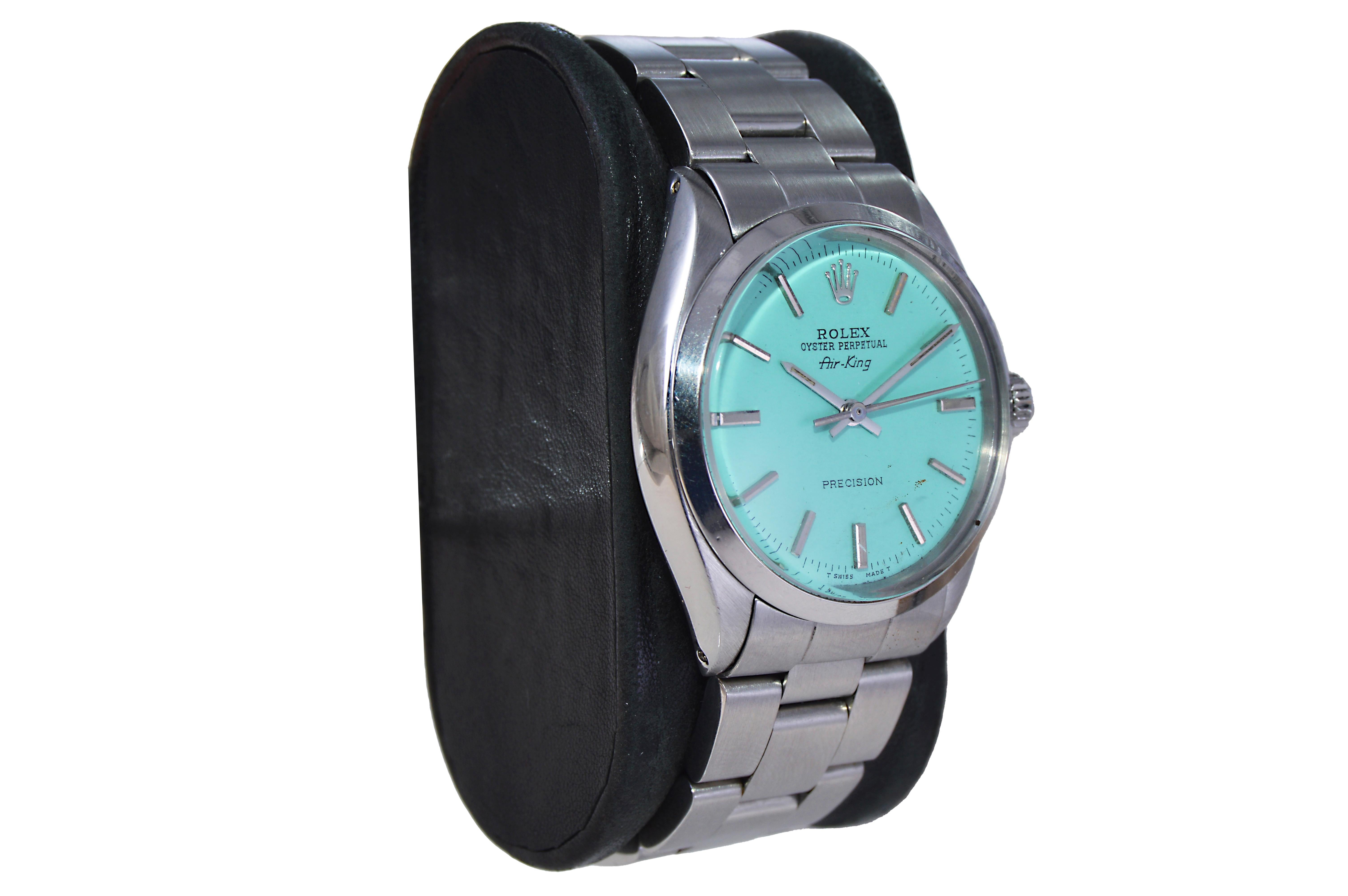 FACTORY / HOUSE: Rolex Watch Company
STYLE / REFERENCE: Air-King / Reference 5500
METAL / MATERIAL: Stainless Steel
CIRCA / YEAR: 1970's
DIMENSIONS / SIZE: Length 39mm x Diameter 34mm
MOVEMENT / CALIBER: Perpetual Winding / 26 Jewels / Caliber