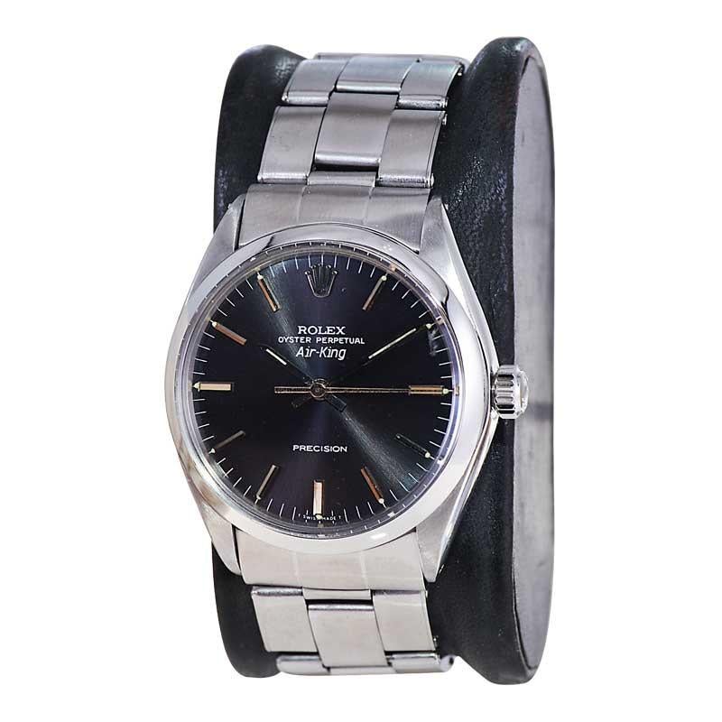 Modernista Rolex Air-King in acciaio inox con quadrante e bracciale originali Fine anni '70 in vendita