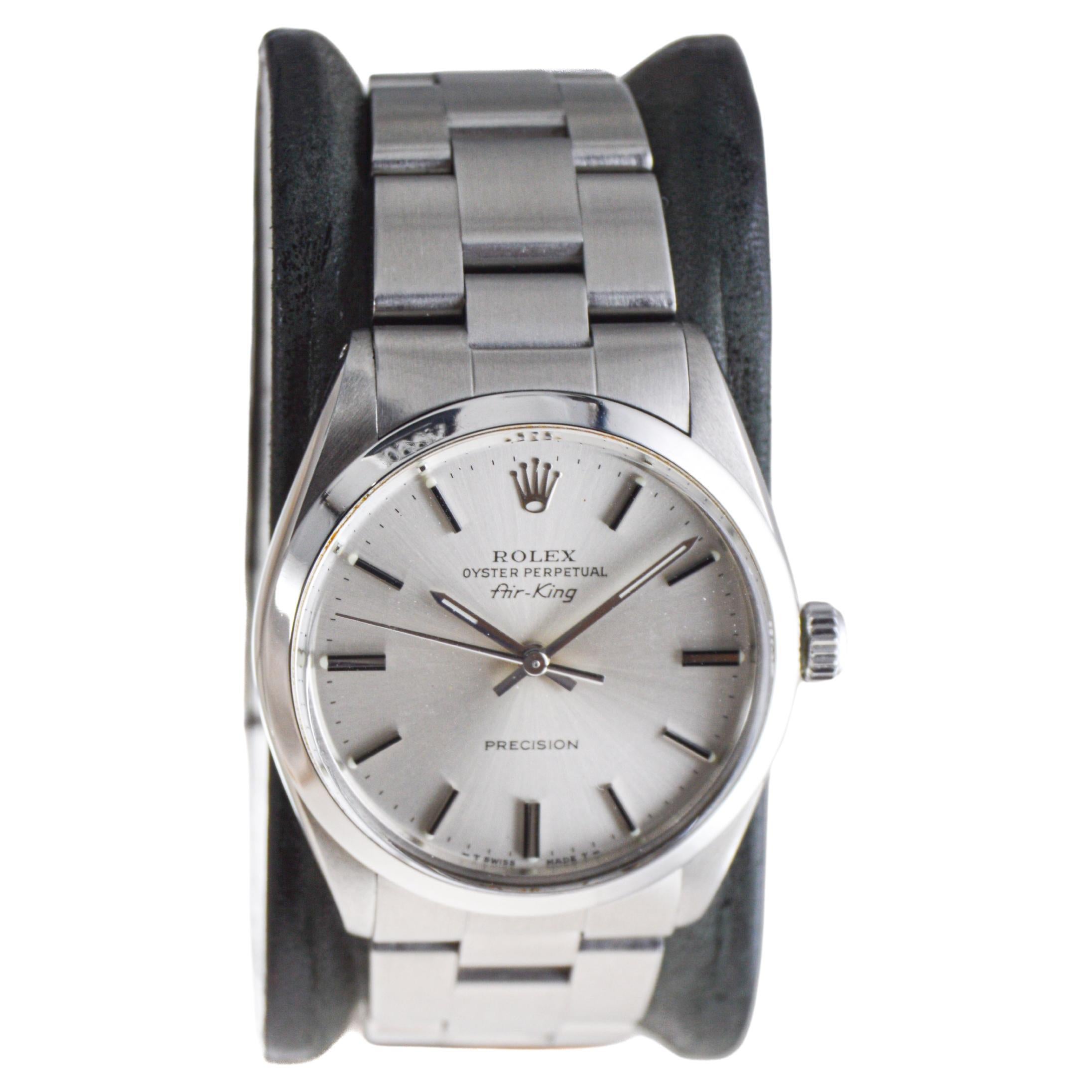 Modern Rolex Stainless Steel Air King with Papers, Box, And Original Dial circa, 1988 For Sale