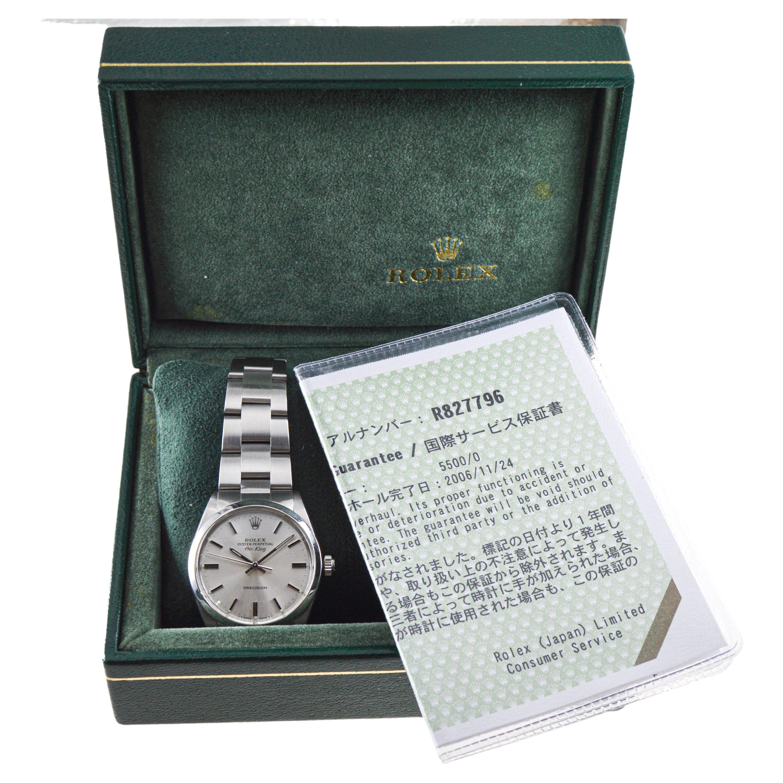 Rolex Stainless Steel Air King with Papers, Box, And Original Dial circa, 1988 For Sale