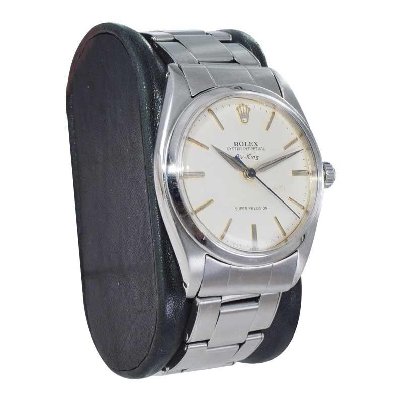 Modern Rolex Steel Rare Reference 5504 20mm Bracelet Air King All Original Late 1959 For Sale