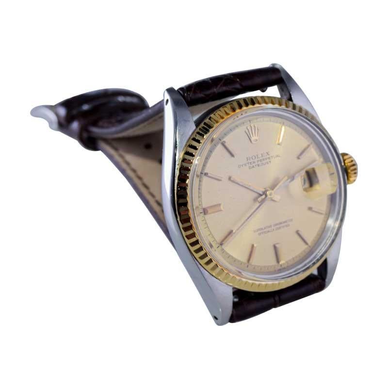 Rolex Datejust avec cadran d'origine en acier inoxydable et or, années 1970 en vente 2