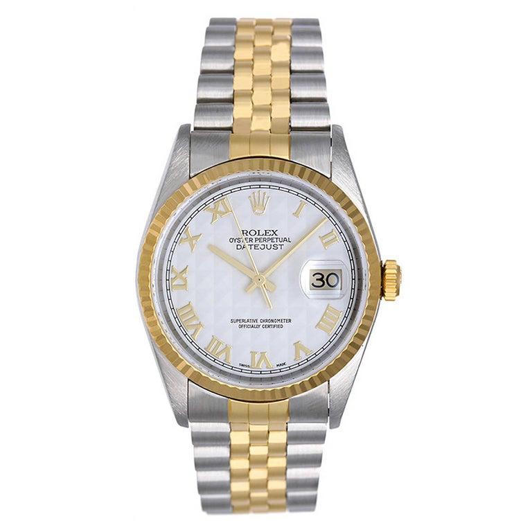 Rolex Stainless Steel and Yellow Gold Datejust Wristwatch Ref 16233 In Excellent Condition In Dallas, TX