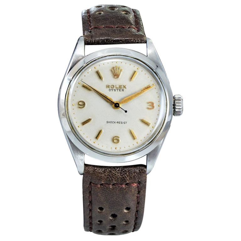 Rolex Stainless Steel Art Deco Oyster Manual Watch, circa 1950s