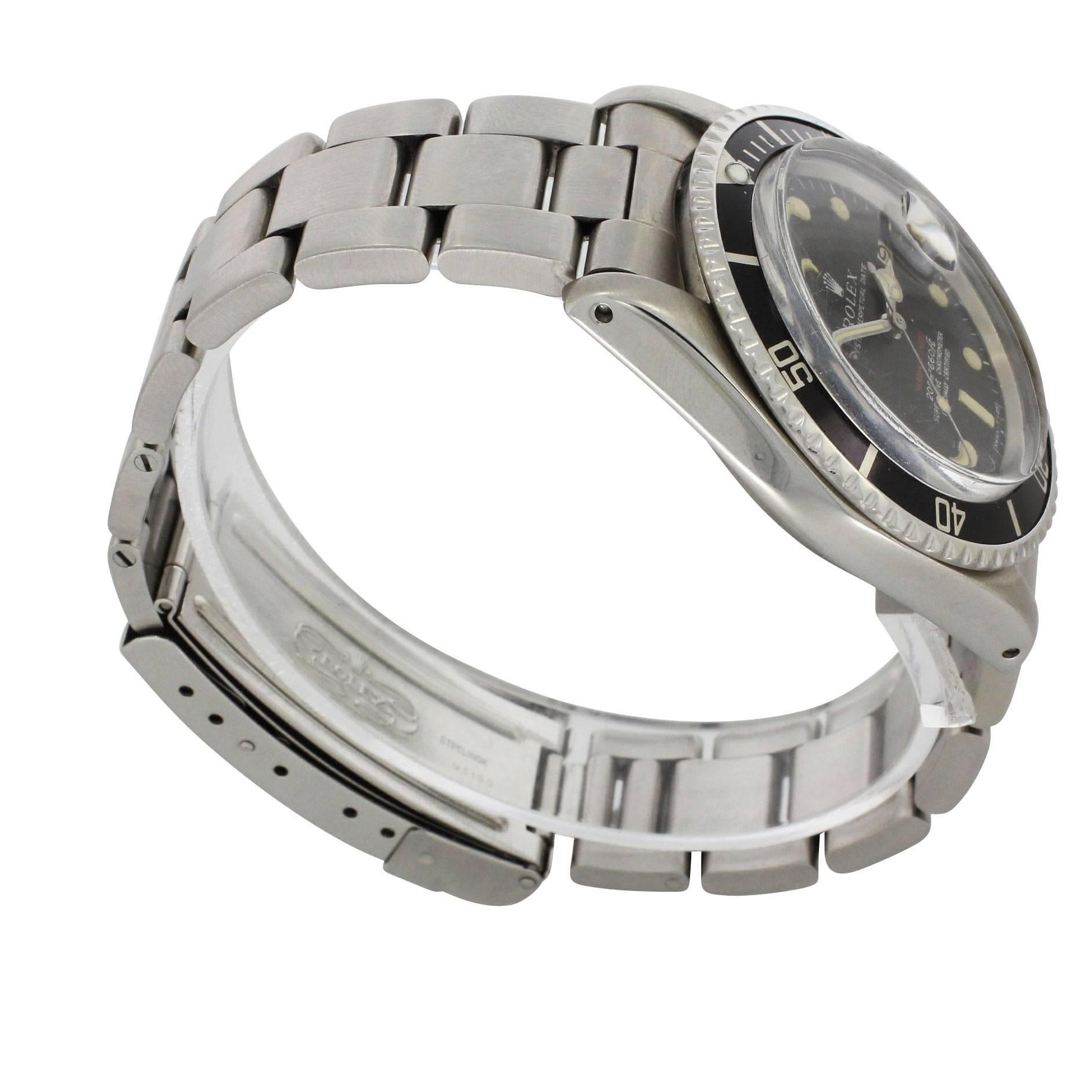 Women's or Men's Rolex Stainless Steel Big Red 1680 Submariner Wristwatch, 1979 For Sale