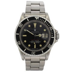 Retro Rolex Stainless Steel Big Red 1680 Submariner Wristwatch, 1979