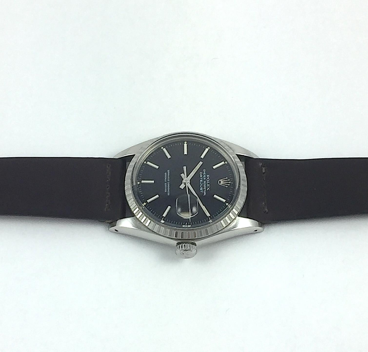 Rolex Stainless Steel Black Dial Oyster Perpetual Datejust, 1960s 1