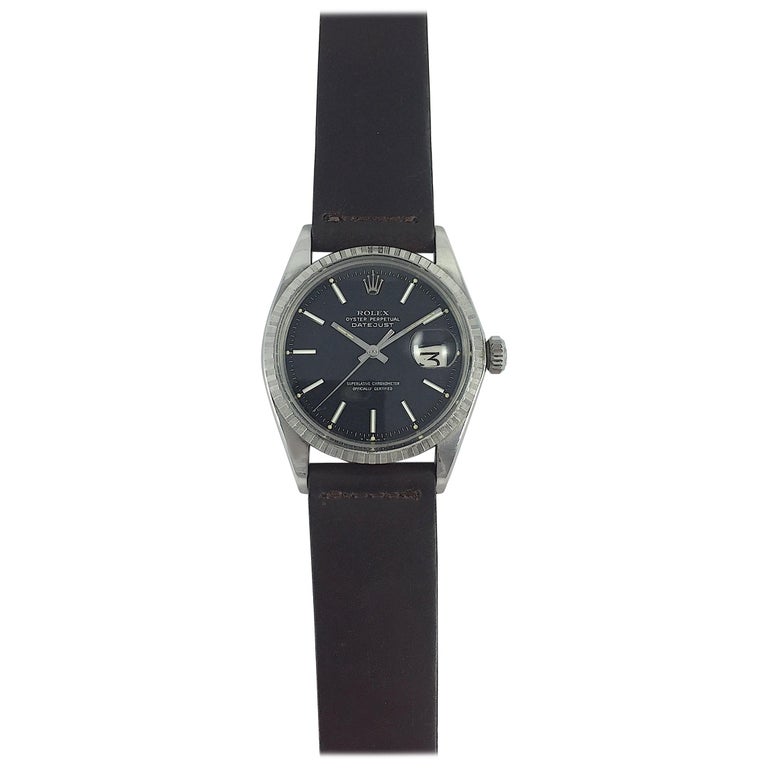 Rolex Stainless Steel Black Dial Oyster Perpetual Datejust, 1960s at ...