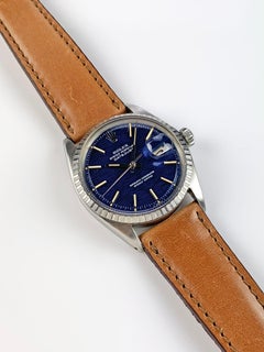 Rolex Stainless Steel Blue Brick Dial Datejust Wristwatch, 1960s