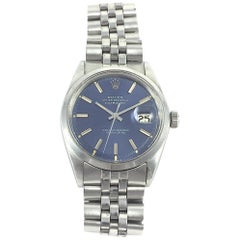 Rolex Stainless Steel Blue Dial Datejust Wristwatch, 1960s