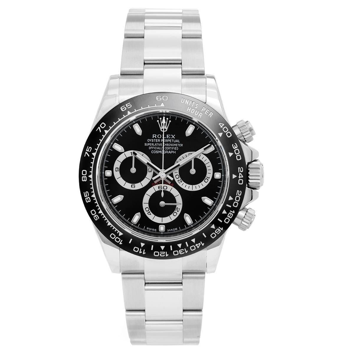 Rolex Stainless Steel Ceramic Black Dial Cosmograph Daytona Automatic Wristwatch