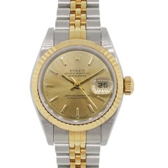 Used Rolex Stainless Steel Champagne Dial Datejust Automatic Wristwatch Ref 69173