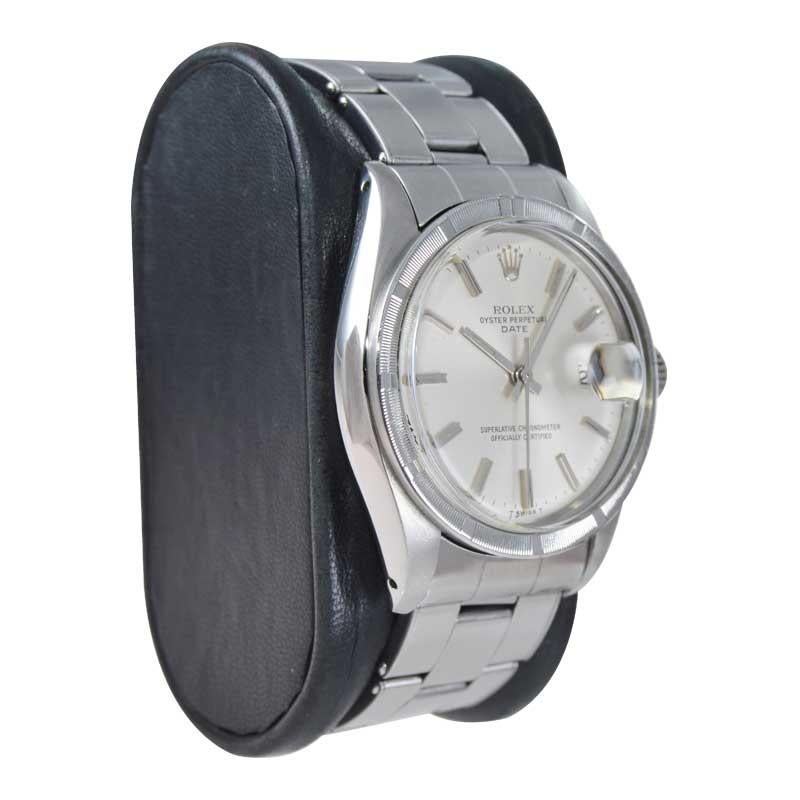 Modern Rolex Stainless Steel Classic Oyster Perpetual Date Model Ref. 1501 circa 1970's For Sale