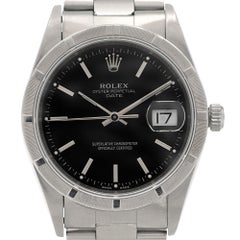 Rolex Stainless Steel Date Black Dial Automatic Wristwatch Ref 15210