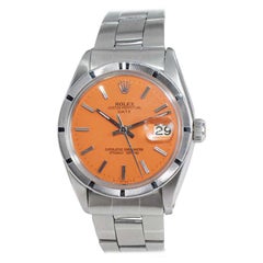 Rolex Stainless Steel Date Custom Finished Orange Dial, circa 1970's