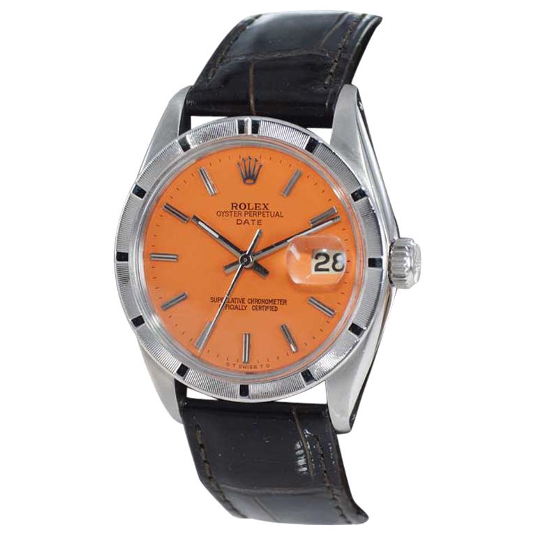 Rolex Steel Oyster Perpetual Date with Custom Finished Orange Dial, circa 1970's