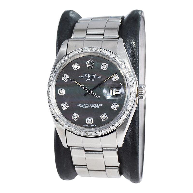 FACTORY / HOUSE: Rolex Watch Company
STYLE / REFERENCE: Oyster Perpetual Date / Reference 1500
METAL / MATERIAL: Stainless Steel
CIRCA / YEAR: 1970's
DIMENSIONS / SIZE: Length 42mm x Diameter 34mm
MOVEMENT / CALIBER: Perpetual Winding / 26 Jewels /