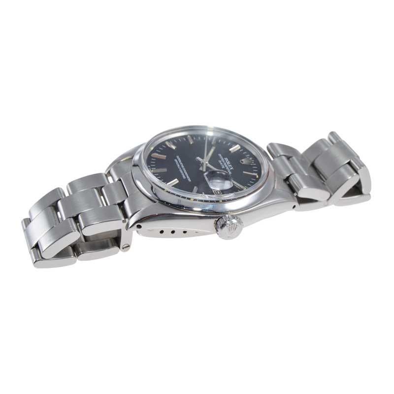 Modernist Rolex Stainless Steel Date Ref. 1500 Original Black Dial from 1981