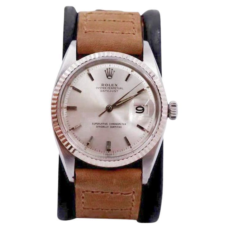Rolex Steel Datejust with Rare "Pie Pan" Factory Original Dial circa, 1970's For Sale