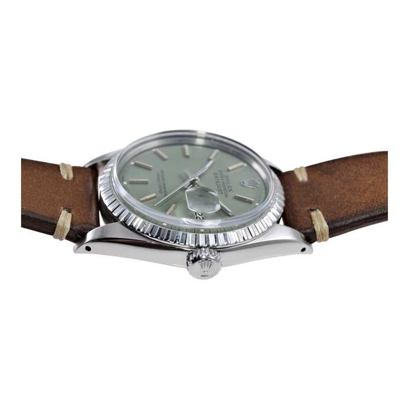 Rolex Stainless Steel Datejust Custom Finished Green Dial, Circa 1970's 2