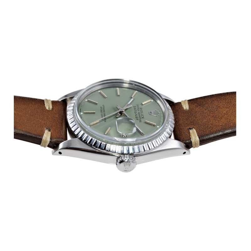 Rolex Stainless Steel Datejust Custom Finished Green Dial, Circa 1970's 3