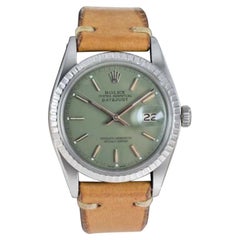 Vintage Rolex Stainless Steel Datejust Custom Finished Green Dial, Circa 1970's