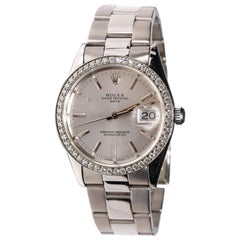 Reloj de pulsera automático Rolex Datejust de acero inoxidable con bisel de diamantes para hombre