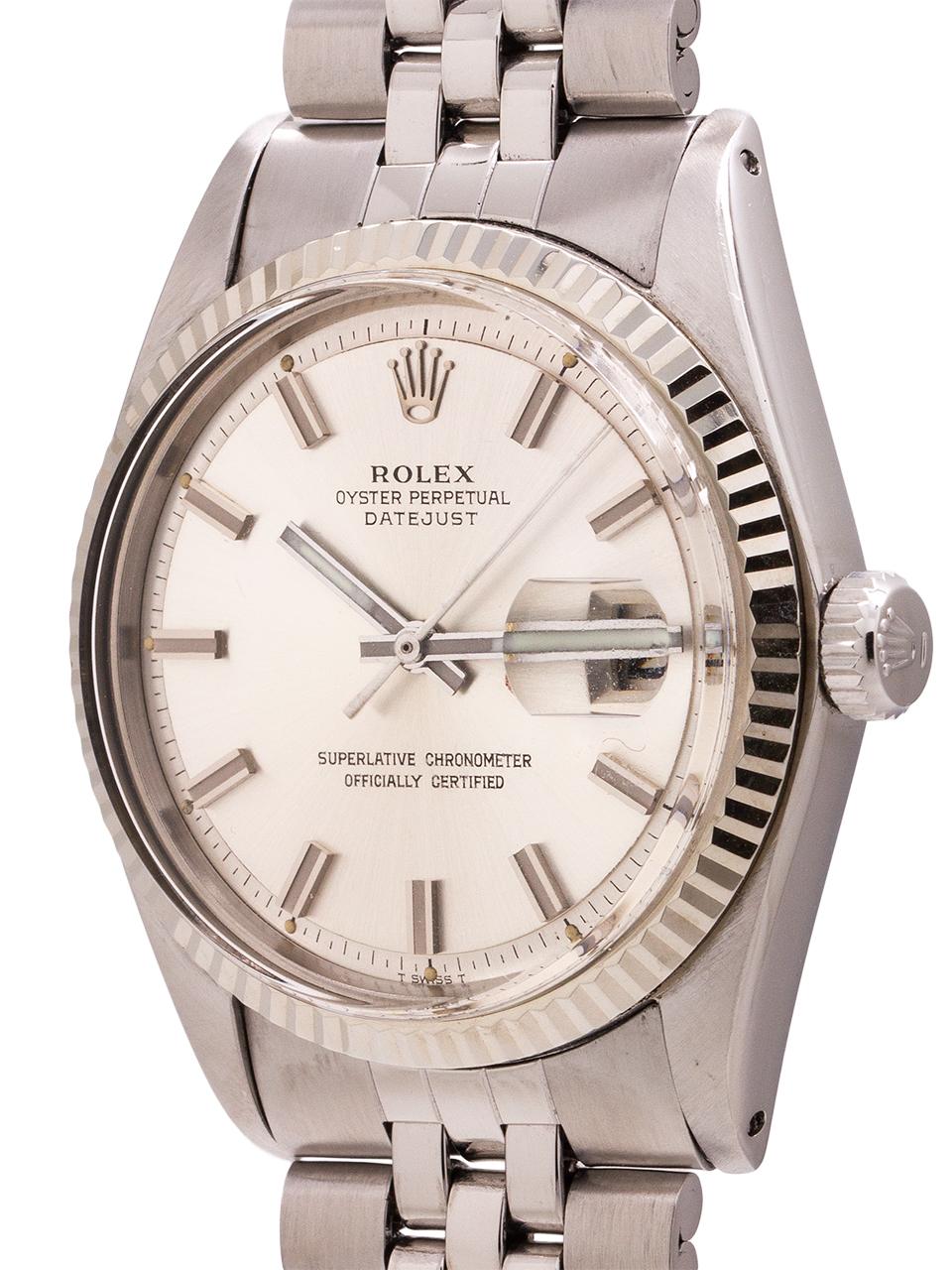 Rolex Stainless Steel Datejust “Fat Boy” Self-Winding Wristwatch, circa 1969 In Excellent Condition In West Hollywood, CA