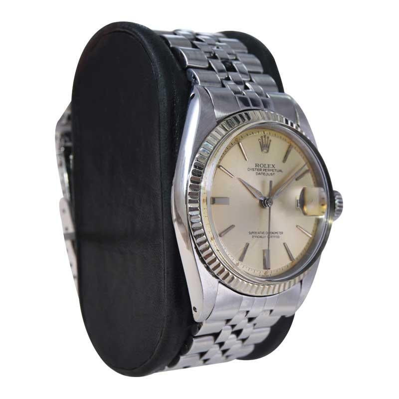 FACTORY / HOUSE: Rolex Watch Company
STYLE / REFERENCE: Datejust / Reference 1601
METAL / MATERIAL: Stainless Steel
CIRCA / YEAR: 1967
DIMENSIONS / SIZE: Length 43mm x Diameter 36mm
MOVEMENT / CALIBER: Perpetual Winding / 26 Jewels / Caliber